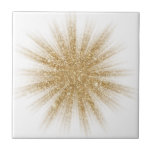 Azulejo Starburst de oro único moderno<br><div class="desc">El diseño moderno incluye un estallido dorado de una sola cerámica sobre un fondo blanco. Diseño sencillo y moderno. Crea tu propio mosaico de personalizados cargando una nueva imagen, o usa el botón "mensaje" para contactar con el diseñador para obtener ayuda. Para crear su propio diseño: 1. Seleccione personalizar esta...</div>