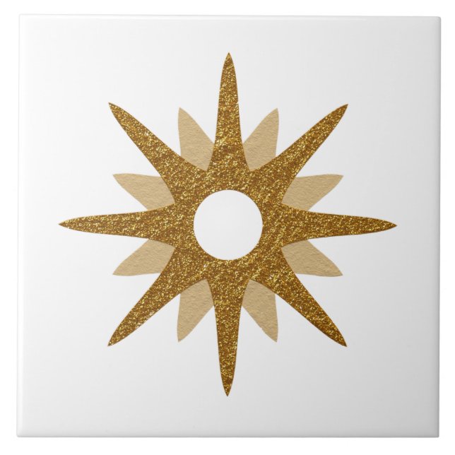 Azulejo Starburst de oro único moderno de mediados de sigl (Frente)