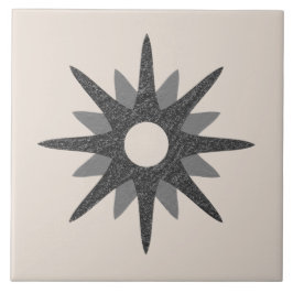 Azulejo Starburst de plata simple de mediados de siglo | G