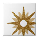 Azulejo Starburst moderno de mediados del siglo<br><div class="desc">Diseño de inspiración moderna de mediados del siglo XX con un solo estallido de oro retro vintage en la parte inferior derecha, sobre un fondo blanco. Diseño sencillo y moderno. Crea tu propio mosaico de personalizados cargando una nueva imagen, o usa el botón "mensaje" para contactar con el diseñador para...</div>