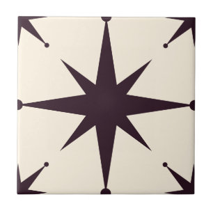 Azulejo Starburst negro Mid Century Moderno Vintage