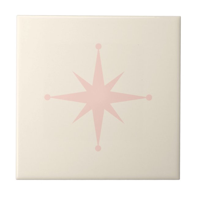Azulejo Starburst rosa Mid Century Retro Moderno (Frente)
