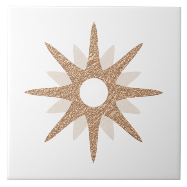 Azulejo Starburst rosa simple de mediados de siglo | Grand (Frente)