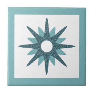 Azulejo Starburst turquesa brillante moderno de mediados d