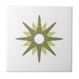 Azulejo Starburst verde único moderno de mediados de siglo