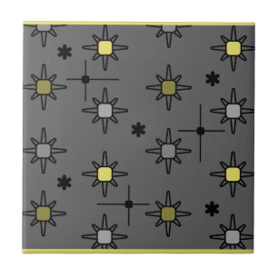 Azulejo Starburts del cielo atómico amarillo gris oscuro
