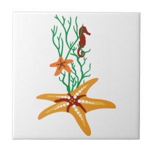 Azulejo Starfish and Seahorse