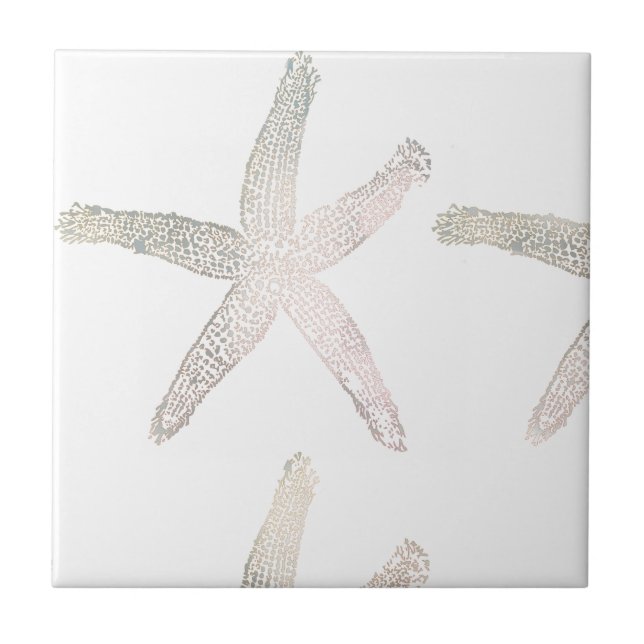 Azulejo Starfish Coastre Beach Gray White Trendy Guay (Frente)