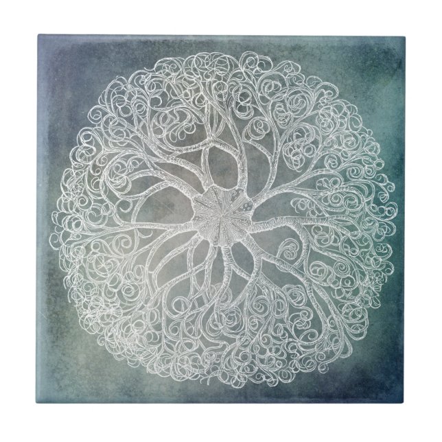 Azulejo Starfish - Estrella de cesta en azul índigo (Frente)