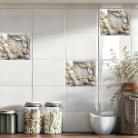 Azulejo Starfish Pearls Seashells Driftwood Beach<br><div class="desc">Pescado de bonito,  conchas,  marisco y perlas blancas sobre una arena blanca y suave.</div>