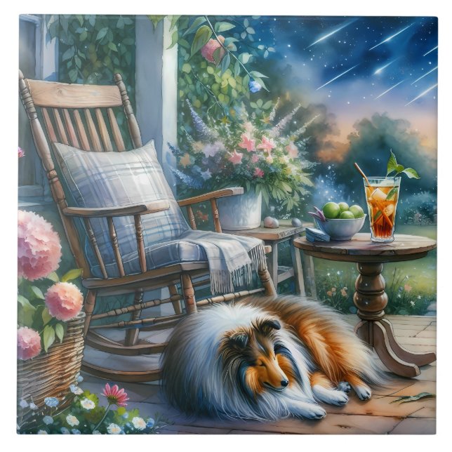 Azulejo Starlit Garden Porch Sheltie Dream (Frente)