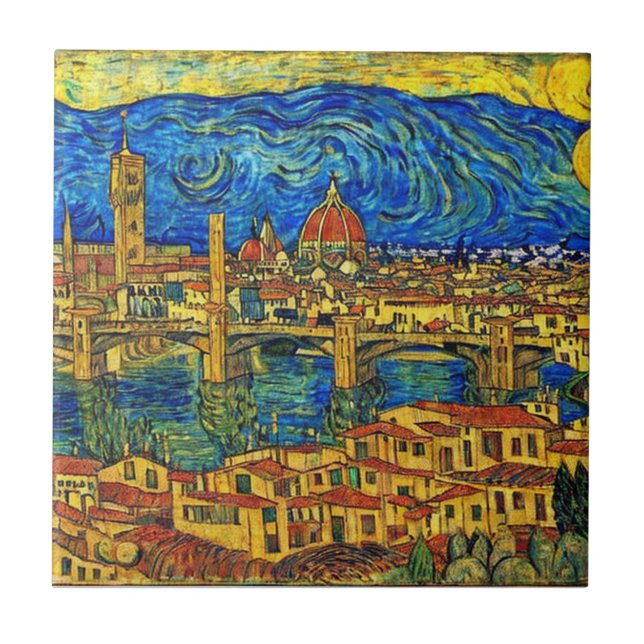 Azulejo Starry Starry Night Florence Italia (Frente)
