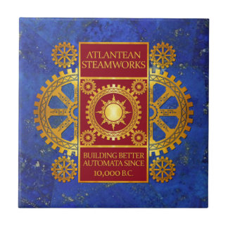 Azulejo Steamworks de la Atlántida - oro y rojo en