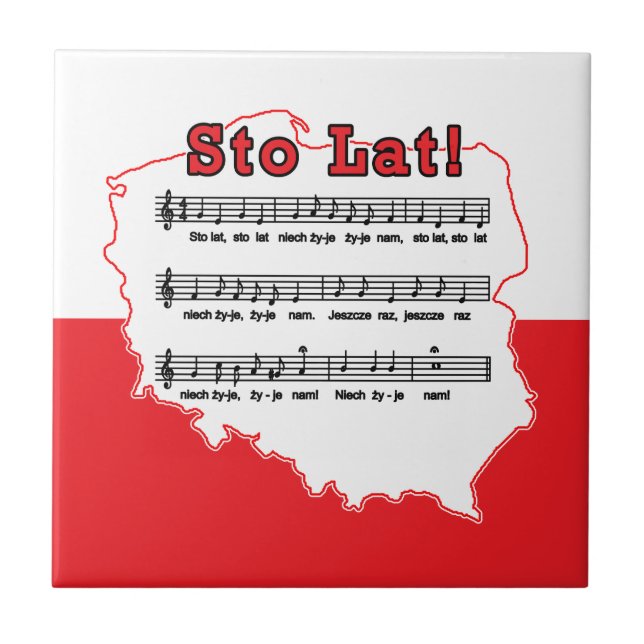 Azulejo ¡Sto Lat! Mapa de canciones polacas (Frente)