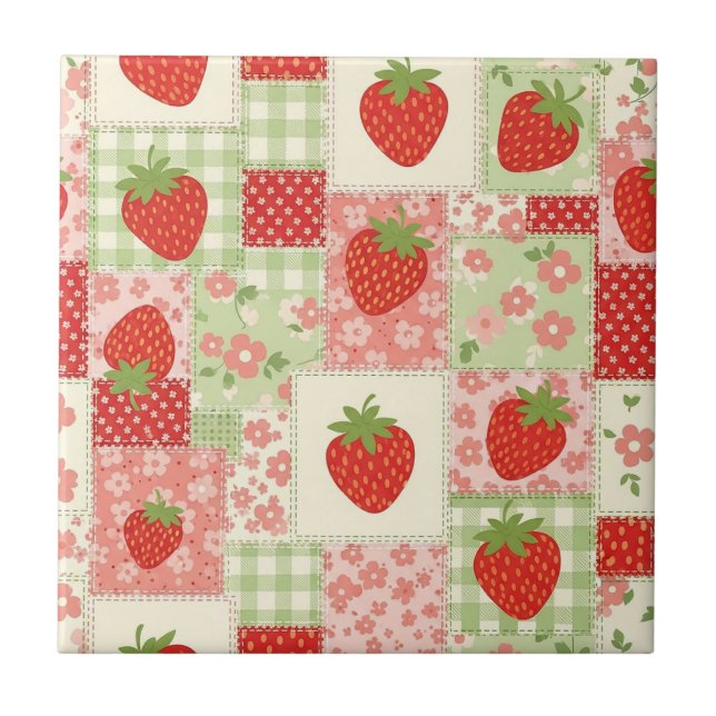 Azulejo Strawberry Patchwork Picnic (4) (Frente)