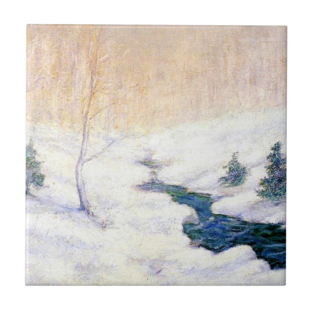 Azulejo Stream en un paisaje invernal de nieve (arte Navid (Frente)