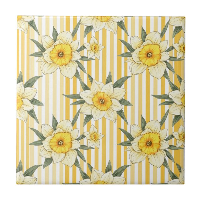 Azulejo Striped Daffodil Floral Pattern (2) (Frente)