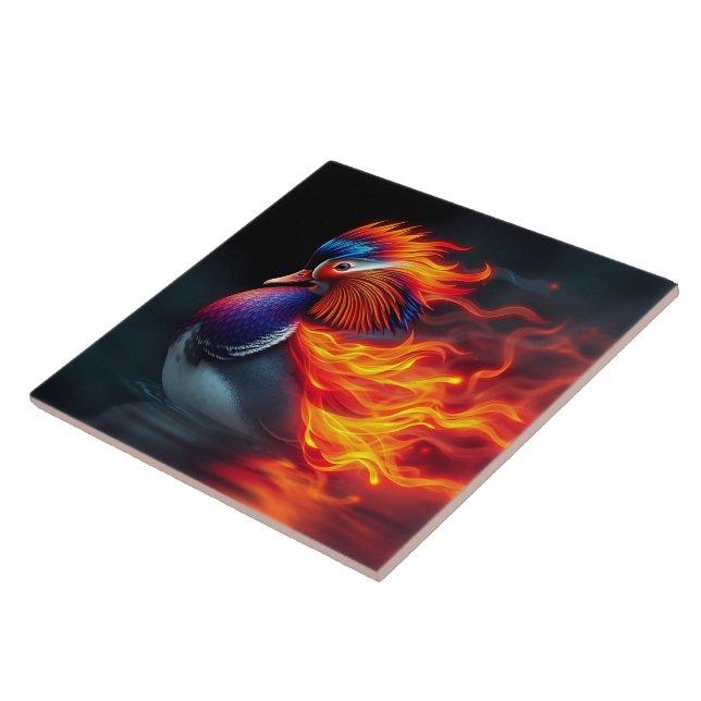 Azulejo Stunning Flame-boyant Firebird Hot Mandarin Duck (Lado)