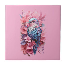 Azulejo Stunning Pastel Hummingbird Floral