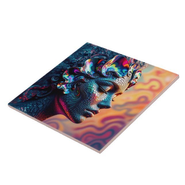 Azulejo Stunning Paua Rainbow Abalone Sea Siren Mermaid (Lado)