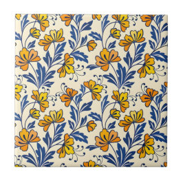 Azulejo Stunning Seamless Pattern of Flowers and Leaves