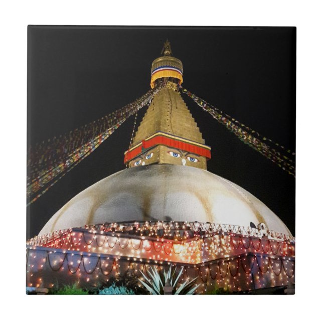Azulejo Stupa Boudhanath, Katmandú de noche - Nepal (Frente)