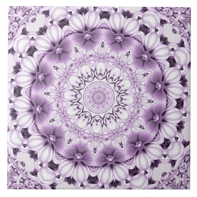 Azulejo Stylish Purple Flowers Ceramic Tile (Frente)
