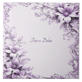 Azulejo Stylish Purple Flowers Ceramic Tile