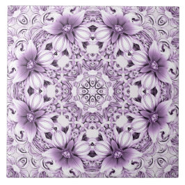 Azulejo Stylish Purple Flowers Ceramic Tile