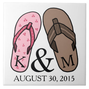 Azulejo Su Boda Monogramada Flip Flops
