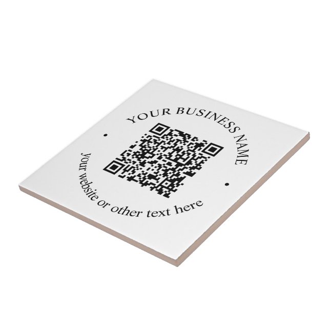 Azulejo Su código QR cargado más texto circular editable (Lado)