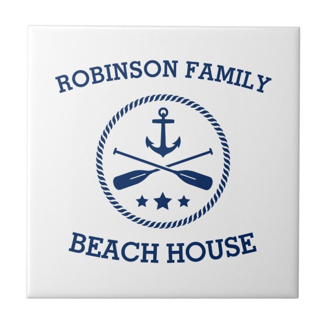 Azulejo Su familia Beach House Nombre Anchor Oars Stars (Frente)