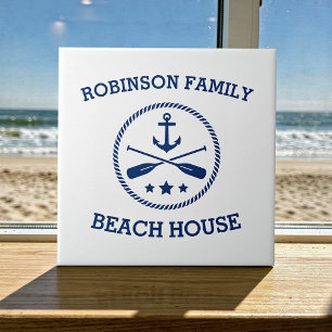 Azulejo Su familia Beach House Nombre Anchor Oars Stars