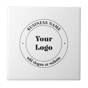 Azulejo Su logotipo comercial y texto promocional   Blanco