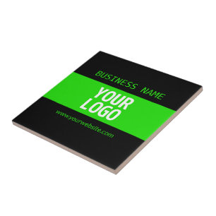 Azulejo Su logotipo o imagen   negro y verde brillante