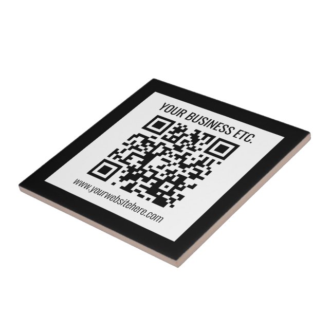 Azulejo Su nombre comercial y código QR editable (Lado)