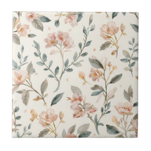 Azulejo Suave Salvia de Flor Silvestre Neutral en Acuarela