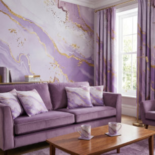 Azulejo Suave Splash Dorado de Acuarela Morado Elegante