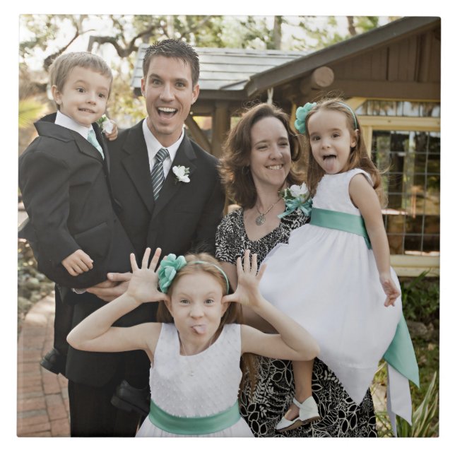 Azulejo Sube tu mosaico de cerámica fotográfica (Frente)