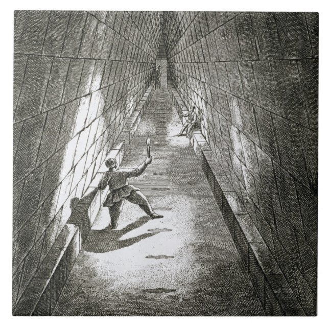 Azulejo Subida interior de una pirámide, c.1780 (grabado) (Frente)