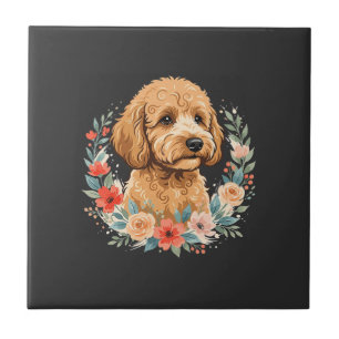 Azulejo Sublimación Redonda de Perro Floral