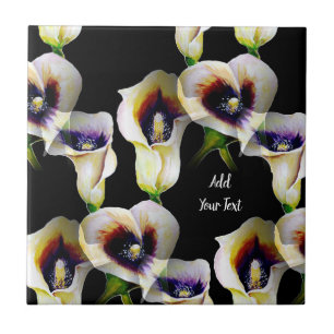 Azulejo Sublime acuarela Arum Calla Lilies con texto
