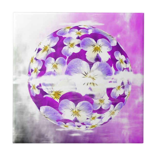 Azulejo Sublime y simple estampado violeta de flores en el (Frente)