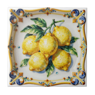 Azulejo Suculentos Limones Cerámica Vibrante Italiana 