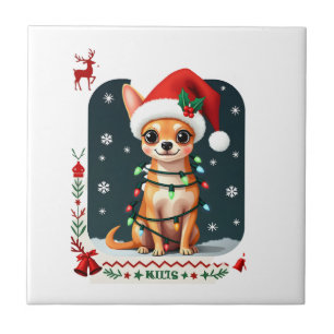 Azulejo Sudadera fea de Navidad de Chihuahua Santa Amante
