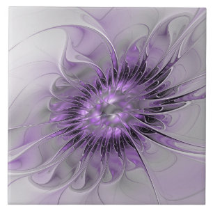 Azulejo Sueño de Flor de Lavanda Arte Fractal Abstracto Mo