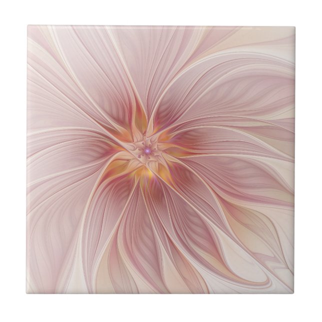 Azulejo Sueño floral abstracto de fractal de arte de rosa  (Frente)
