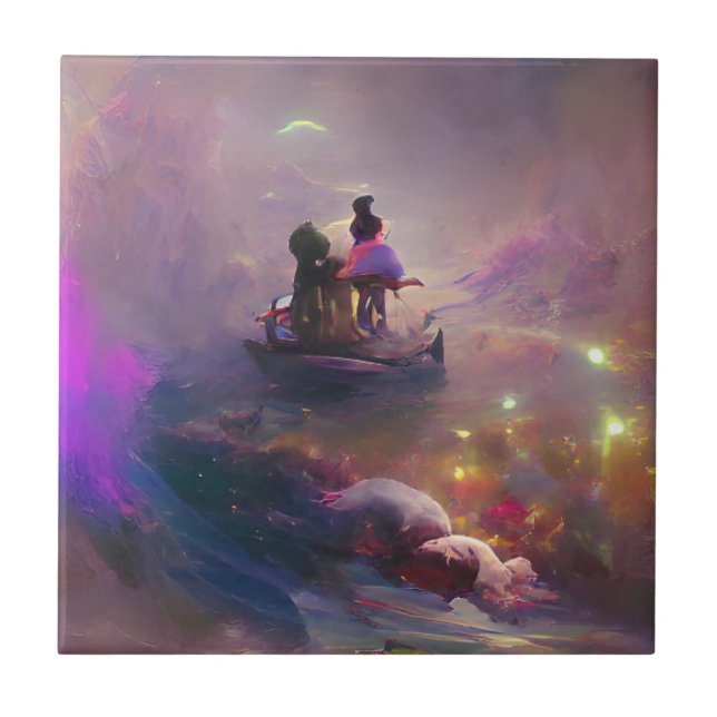 Azulejo Sueño multicolor fantasía colorido (Frente)