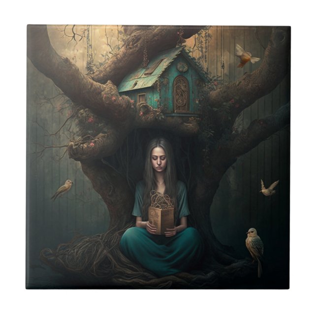 Azulejo Sueños de casa de pájaro (Frente)