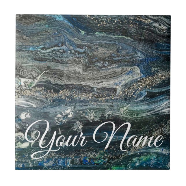 Azulejo Sueños de la pintura abstracta oceánica (Frente)